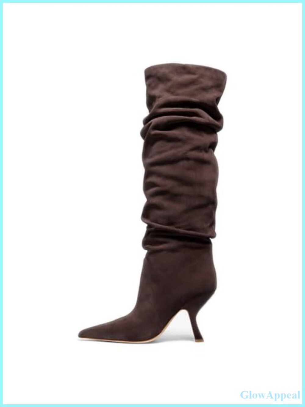 Slouch Knee High Boots Kitten Heel Tall Pointed Toe Side Zip Women's